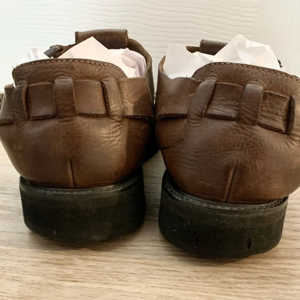 VTG Bass Mens Fisherman Sandals Shoes Brown Leather - 11